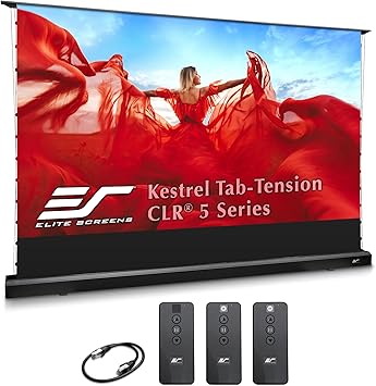 Elite Screens Kestrel Tab-Tension CLR5, 126" Diag. 16:9, Ultra-Short Throw Ceiling Ambient Light Rejecting,FTE126H3-CLR5