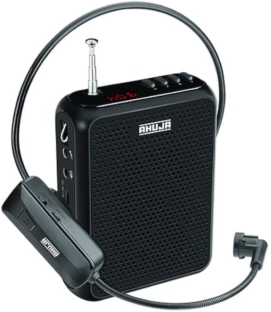 AHUJA Wireless Neckband NBA-30WL with Bluetooth,SD & Recording Microphone, Black