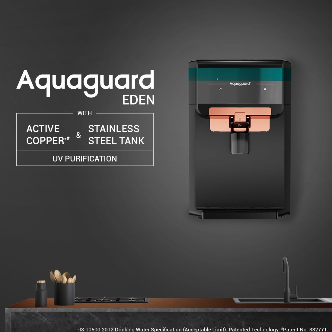 EUREKA FORBES Aquaguard Eden UV Stainless Steel Copper Water Purifier