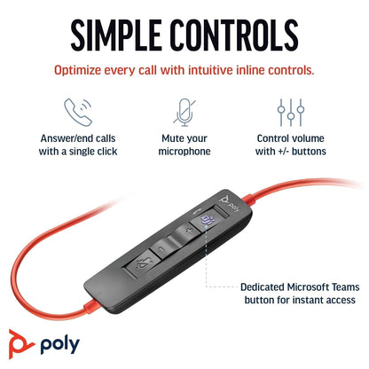 Poly Blackwire 3320 stereo headset USB-C/A Headset