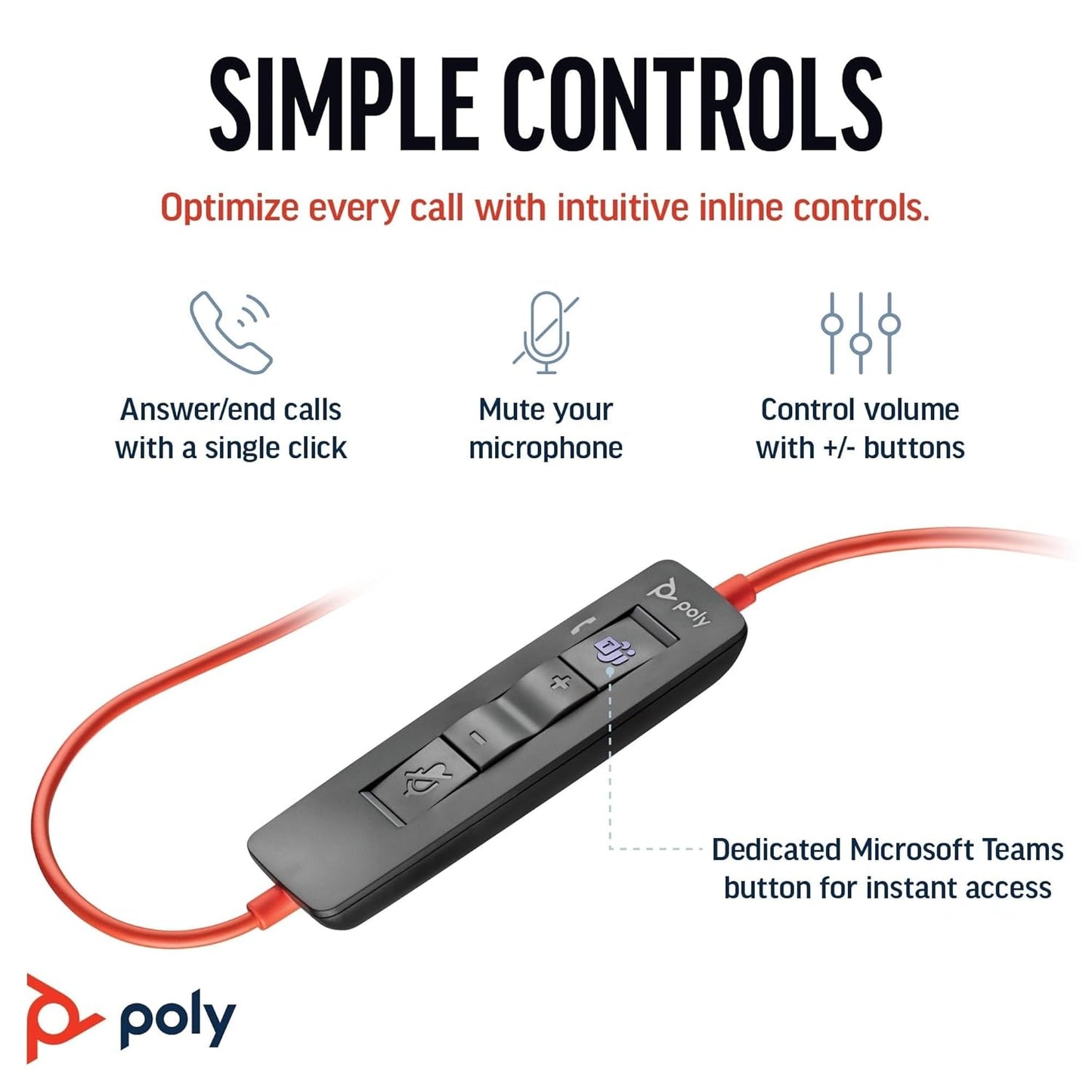 Poly Blackwire 3320 stereo headset USB-C/A Headset