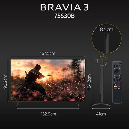 Sony BRAVIA 3 Series 189 cm (75 inches) 4K Ultra HD AI Smart LED Google TV K-75S30B (Black)
