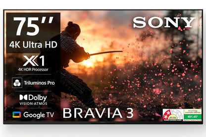 Sony BRAVIA 3 Series 189 cm (75 inches) 4K Ultra HD AI Smart LED Google TV K-75S30B (Black)