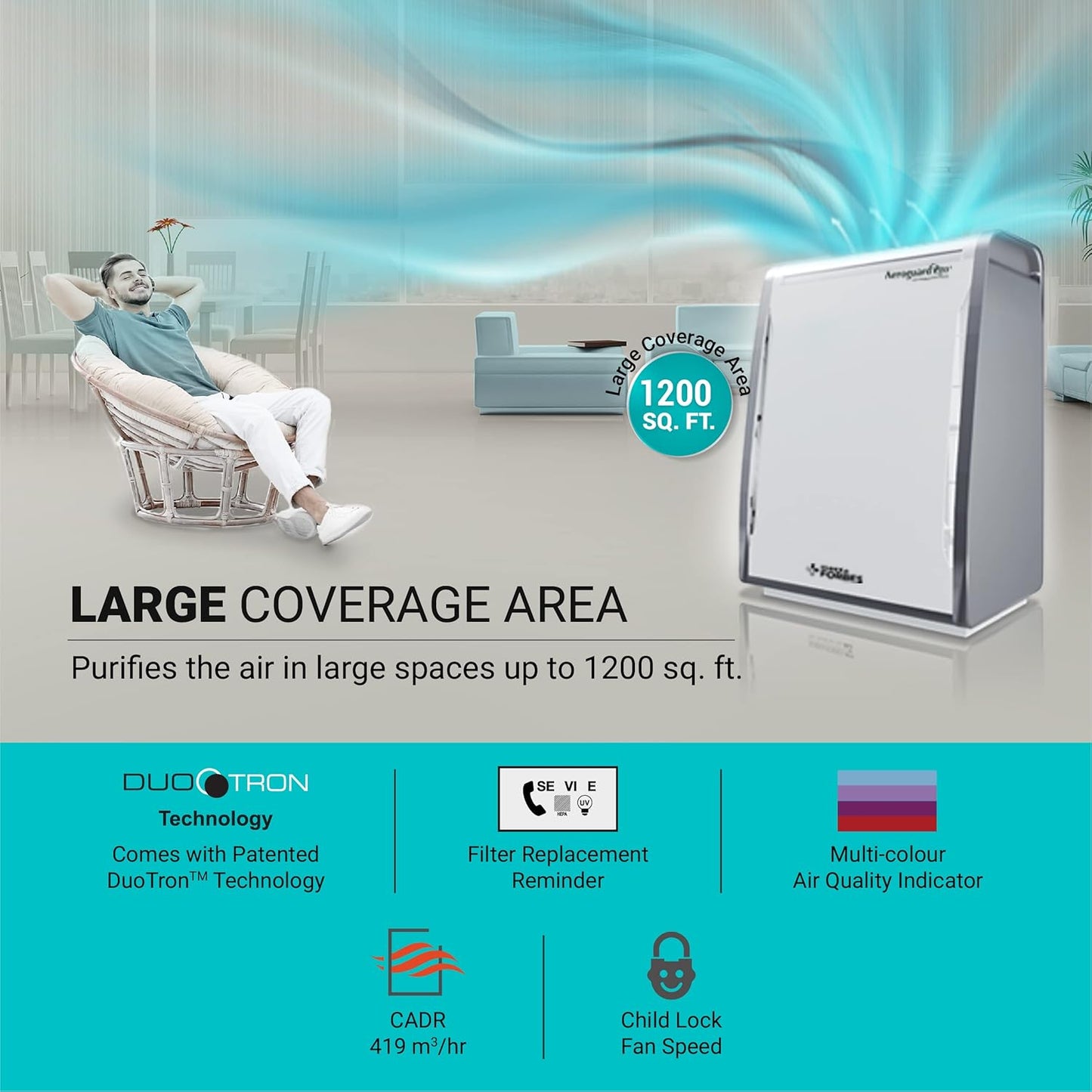 Eureka Forbes Aeroguard PRO 1000 Air Purifer with UV-C Technology