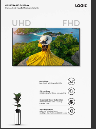 Logic LV65UC Flat Panel Display, 65 Inch