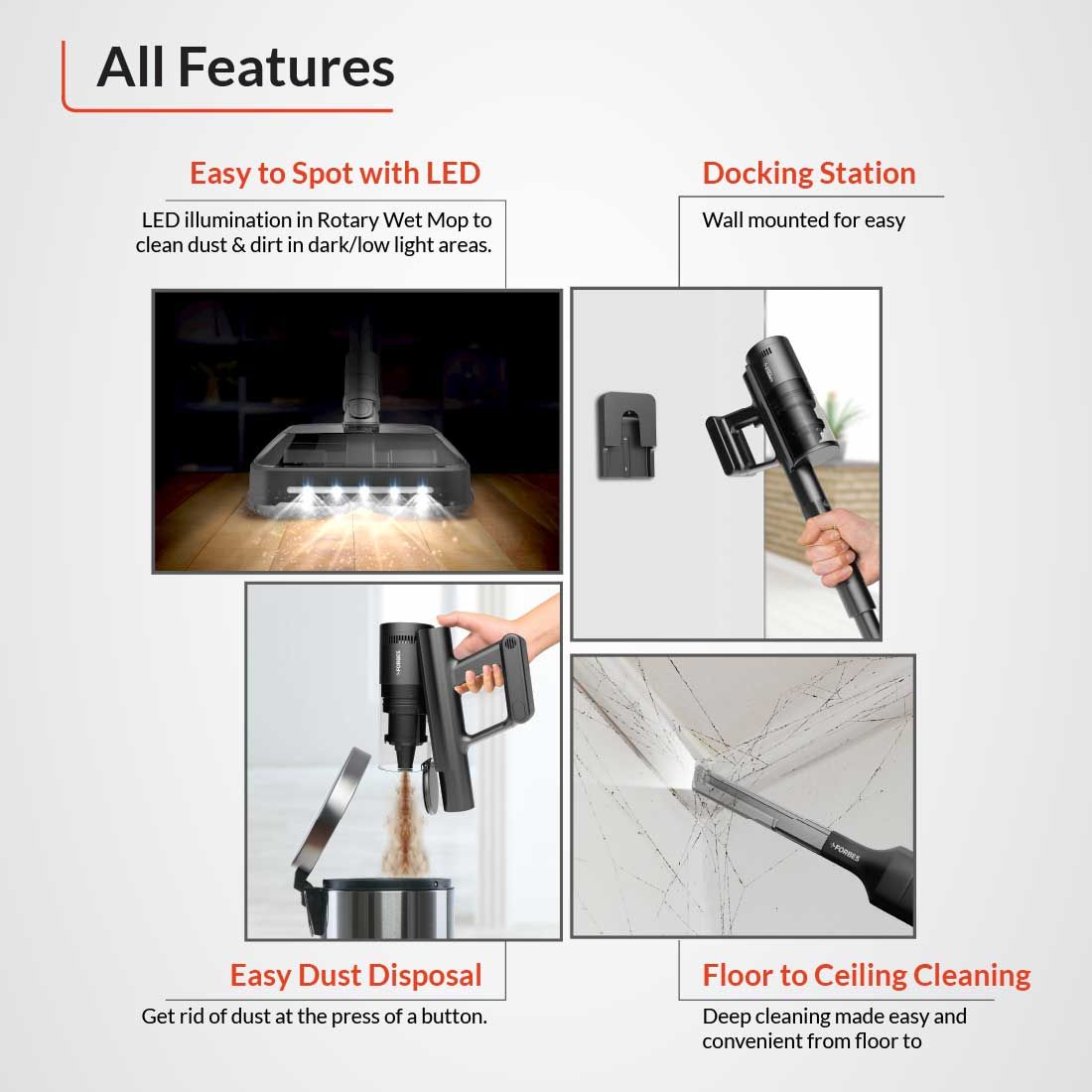 Eureka Forbes Cordless ZeroBend Z21WM (with Wet Mop)
