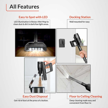 Eureka Forbes Cordless ZeroBend Z21WM (with Wet Mop)