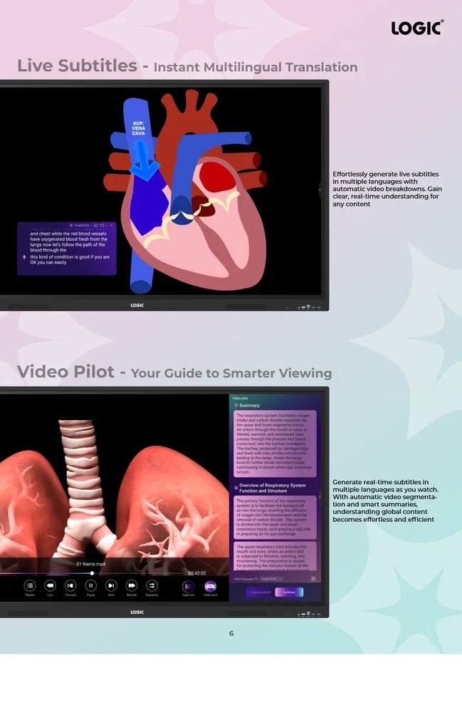 Interactive Display LOGIC- LT-IR86ZX with Android OS, 4K Resolution, 40 Point Infrared Touch, 86 Inch Panel