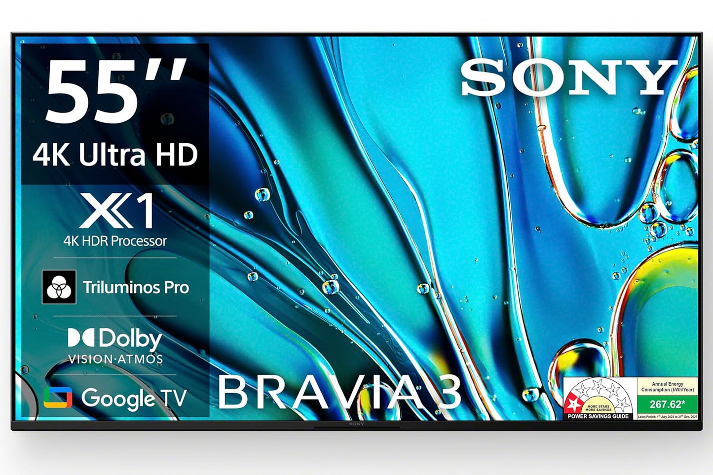 Sony BRAVIA 3 Series 139 cm (55 inches) 4K Ultra HD AI Smart LED Google TV K-55S30 (Black)