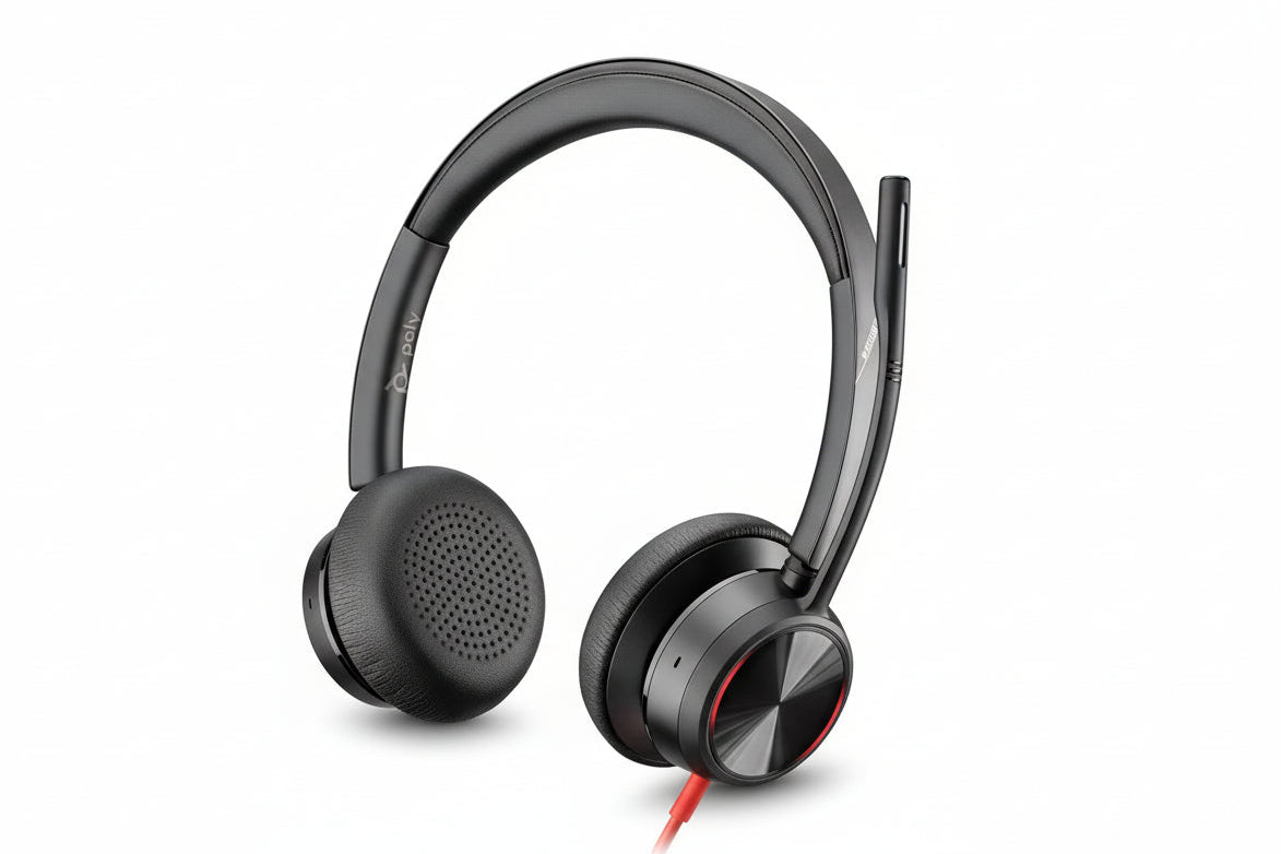Poly - Blackwire 8225 Wired Headset with Boom Mic - Dual-Ear (Stereo) Computer Headset